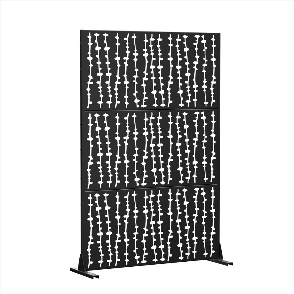 72" Black Argyle Steel Three Panel Outdoor Privacy Screen