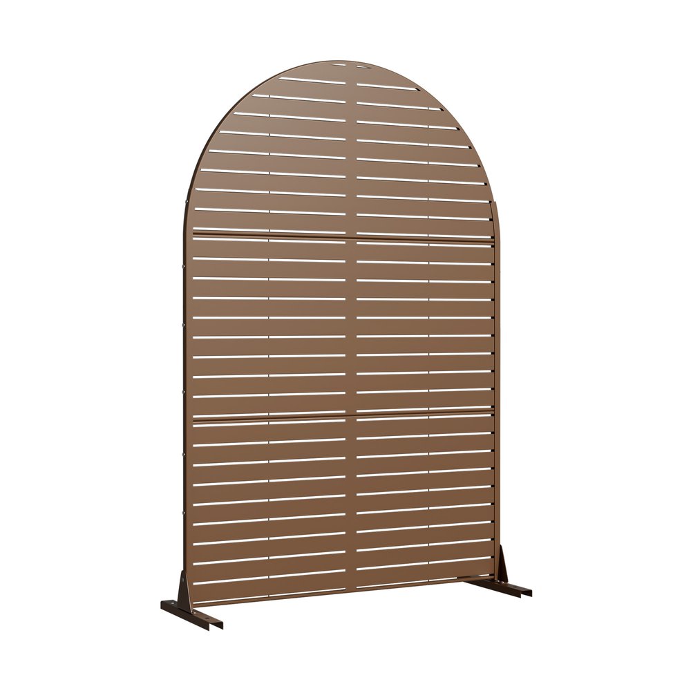 72" Brown Argyle Steel Three Panel Outdoor Privacy Screen