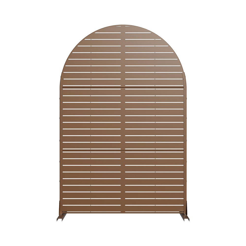 72" Brown Argyle Steel Three Panel Outdoor Privacy Screen