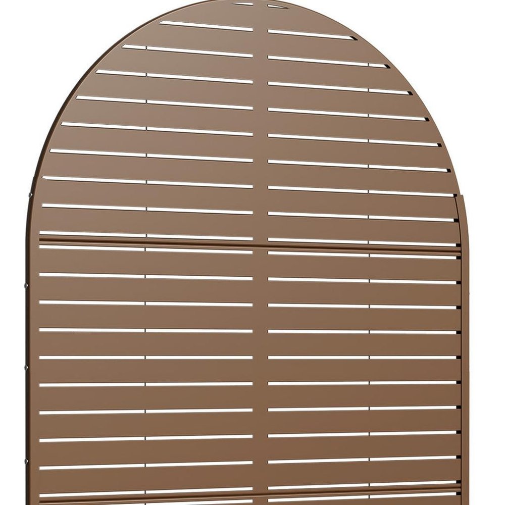 72" Brown Argyle Steel Three Panel Outdoor Privacy Screen