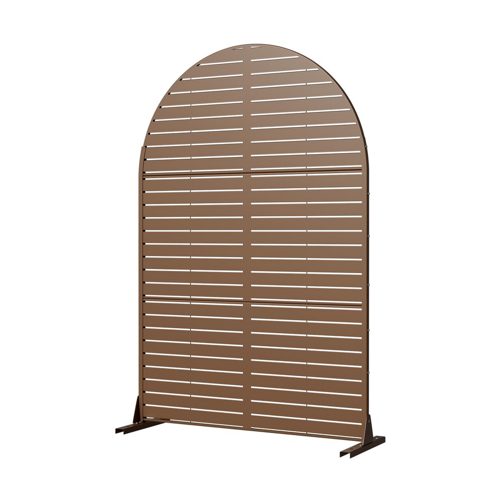 72" Brown Argyle Steel Three Panel Outdoor Privacy Screen
