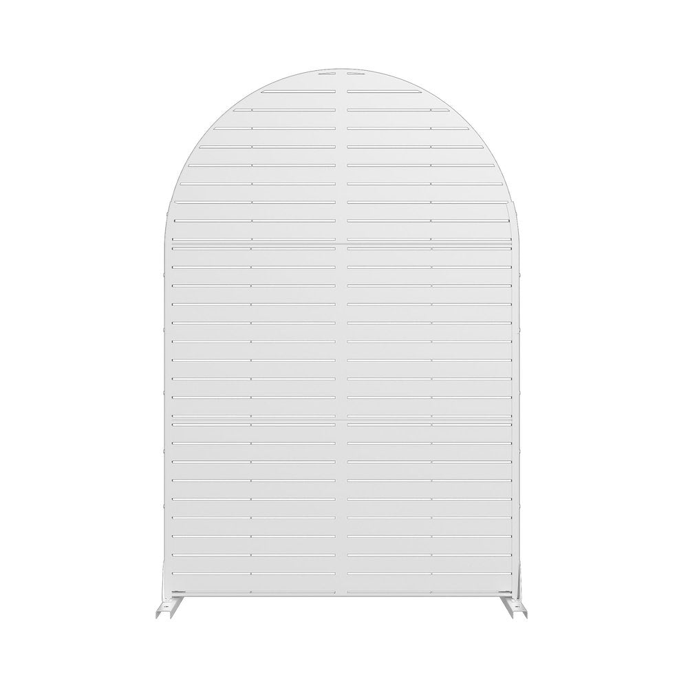 72" White Argyle Steel Three Panel Outdoor Privacy Screen