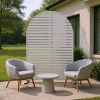 72" White Argyle Steel Three Panel Outdoor Privacy Screen