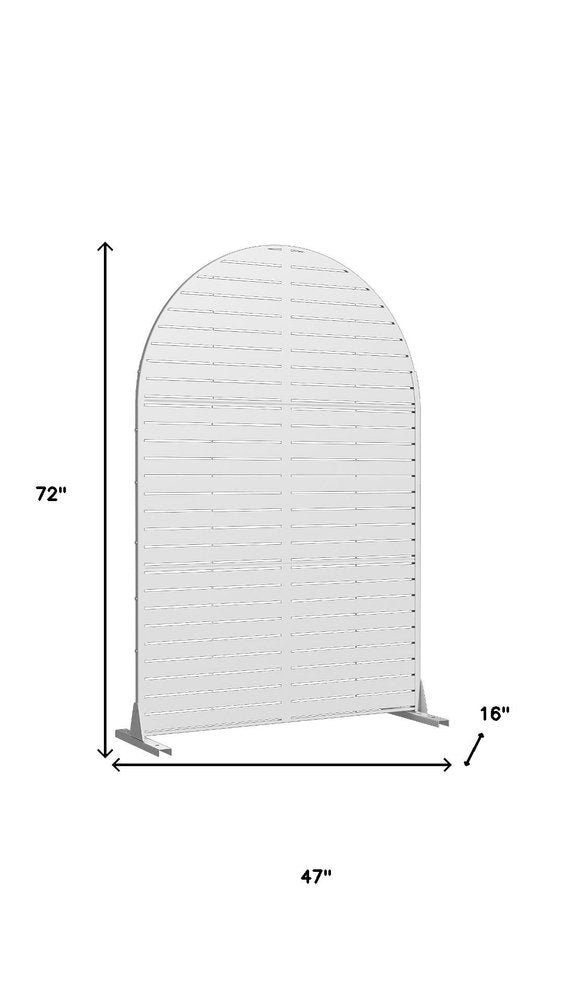 72" White Argyle Steel Three Panel Outdoor Privacy Screen