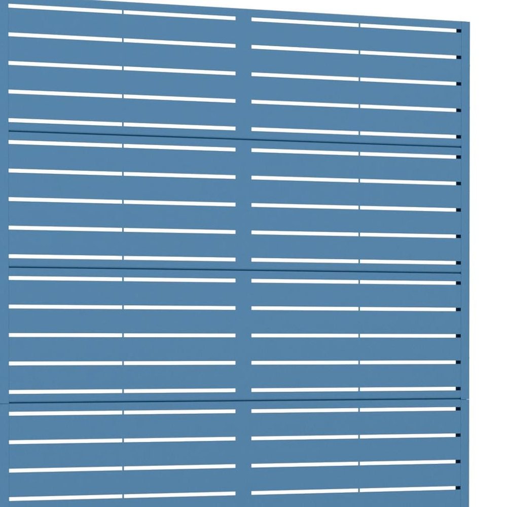 72" Blue Argyle Steel Six Panel Outdoor Privacy Screen
