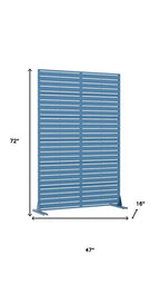 72" Blue Argyle Steel Six Panel Outdoor Privacy Screen