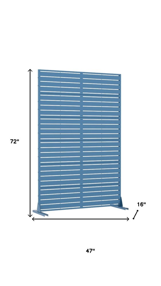 72" Blue Argyle Steel Six Panel Outdoor Privacy Screen