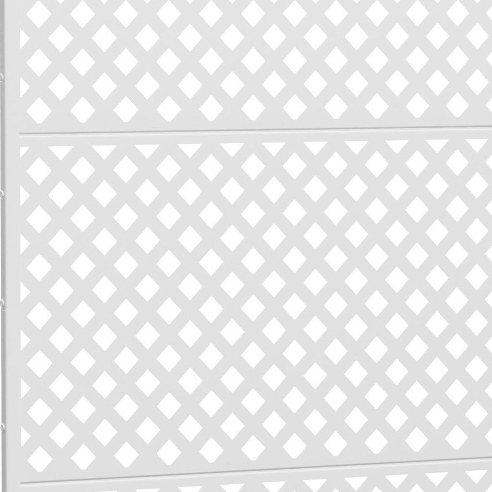 72" White Argyle Steel Three Panel Outdoor Privacy Screen