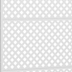 72" White Argyle Steel Three Panel Outdoor Privacy Screen
