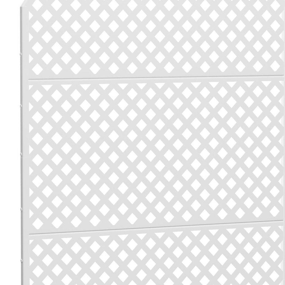 72" White Argyle Steel Three Panel Outdoor Privacy Screen
