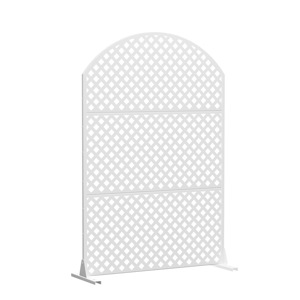 72" White Argyle Steel Three Panel Outdoor Privacy Screen