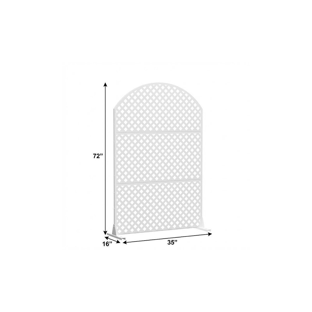 72" White Argyle Steel Three Panel Outdoor Privacy Screen