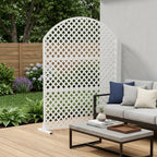 72" White Argyle Steel Three Panel Outdoor Privacy Screen