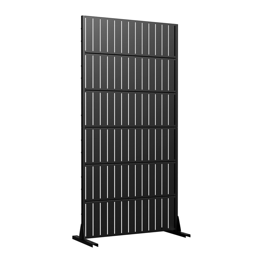 72" Black Argyle Steel Six Panel Outdoor Privacy Screen