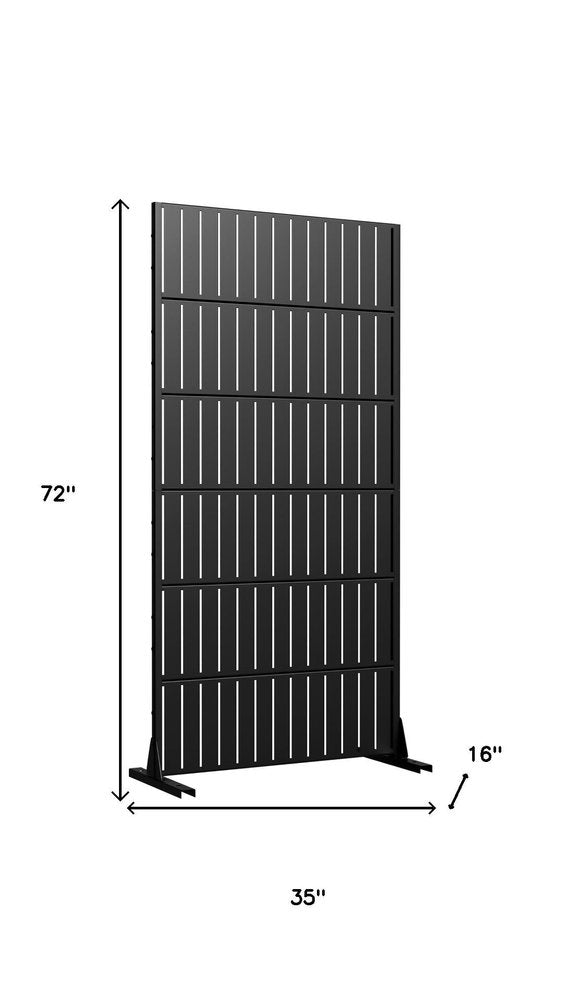 72" Black Argyle Steel Six Panel Outdoor Privacy Screen