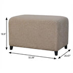 32" Cream And Brown Boucle Ottoman