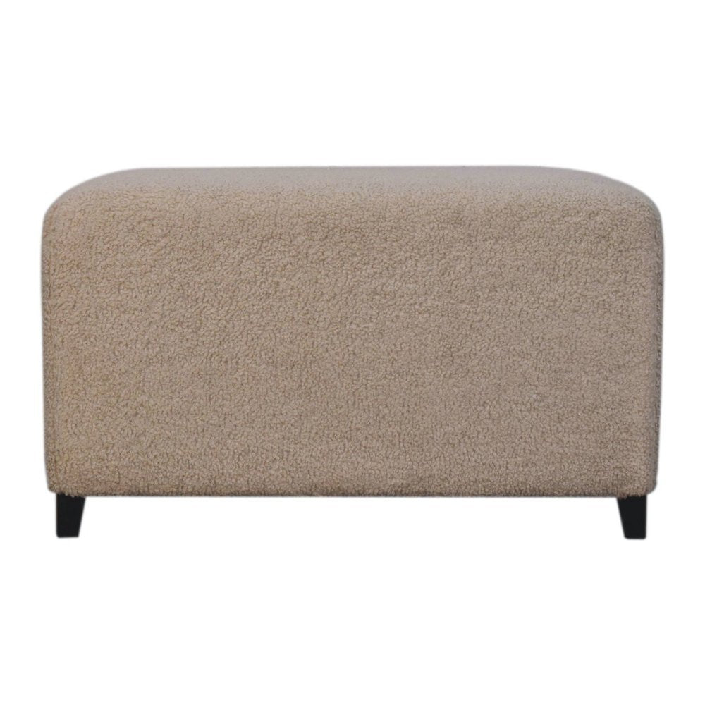 32" Cream And Brown Boucle Ottoman