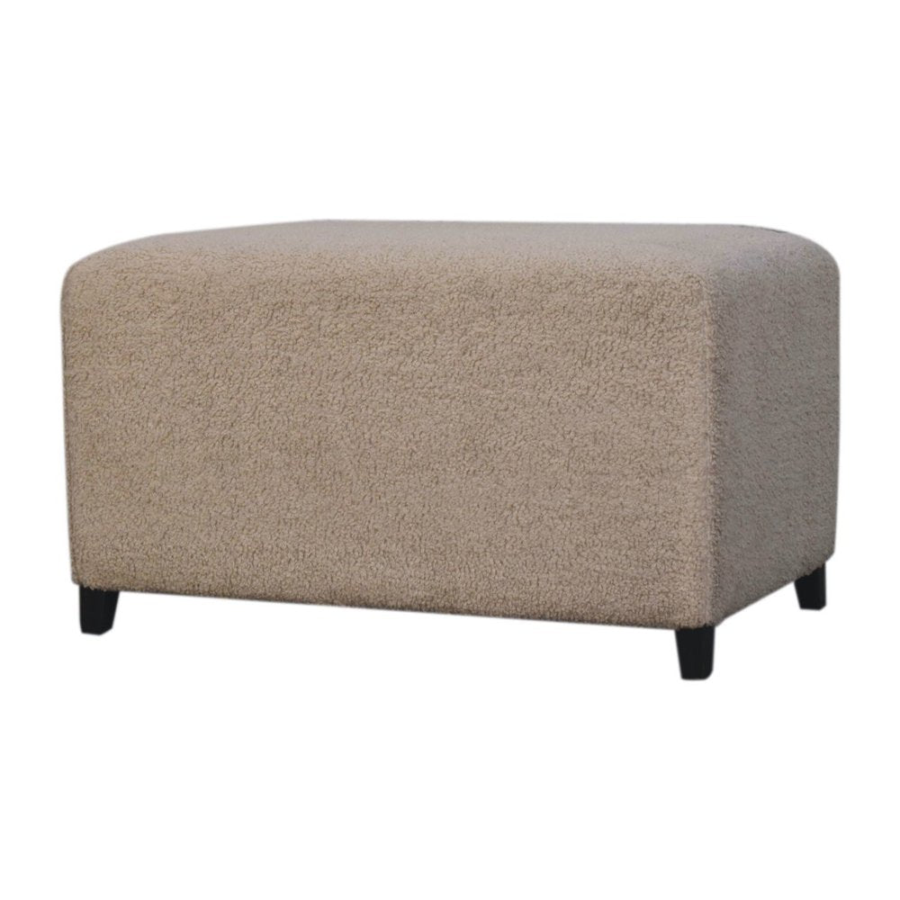 32" Cream And Brown Boucle Ottoman
