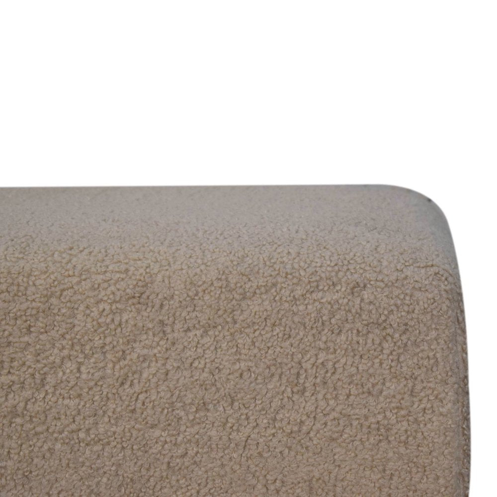 32" Cream And Brown Boucle Ottoman