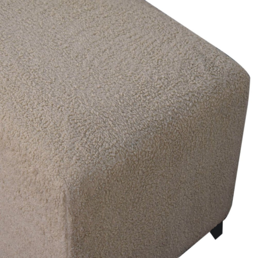 32" Cream And Brown Boucle Ottoman