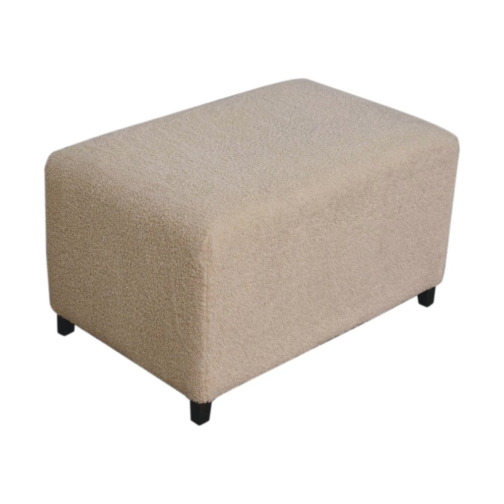 32" Cream And Brown Boucle Ottoman