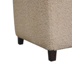 32" Cream And Brown Boucle Ottoman