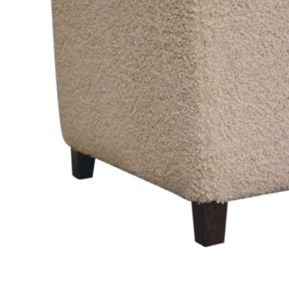 32" Cream And Brown Boucle Ottoman