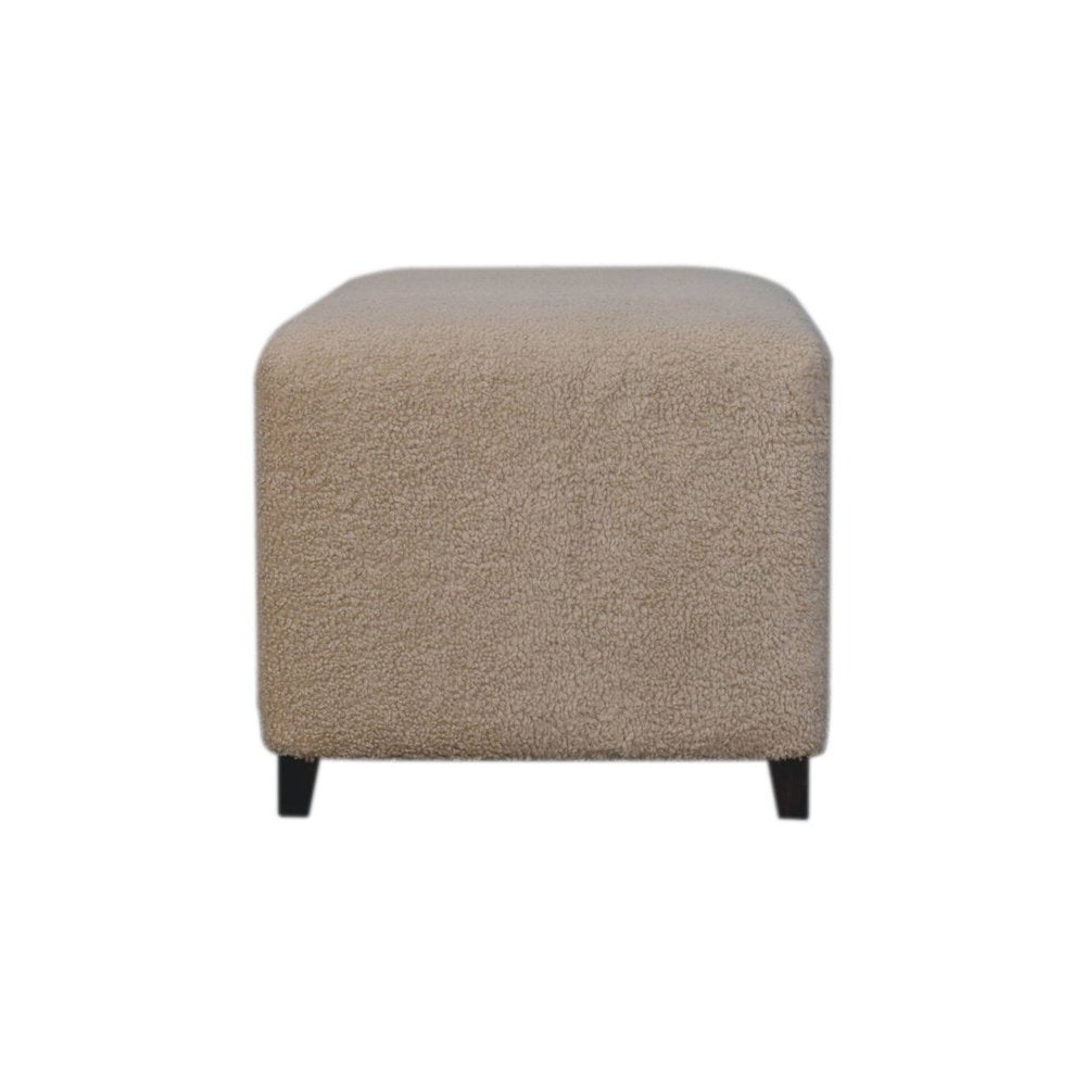 32" Cream And Brown Boucle Ottoman