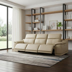 107" Light Gray Italian Leather Reclining USB Sofa