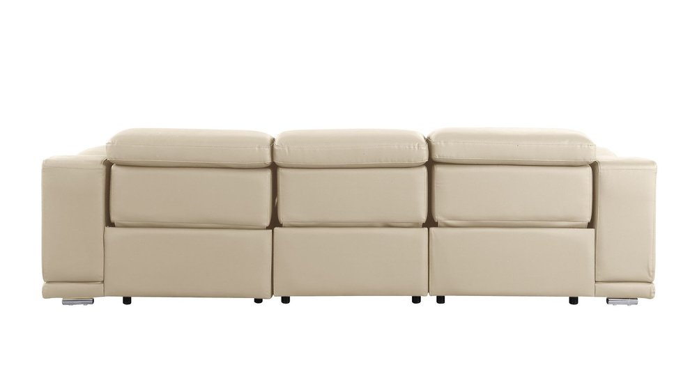 107" Light Gray Italian Leather Reclining USB Sofa