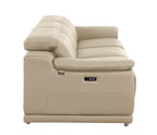 107" Light Gray Italian Leather Reclining USB Sofa