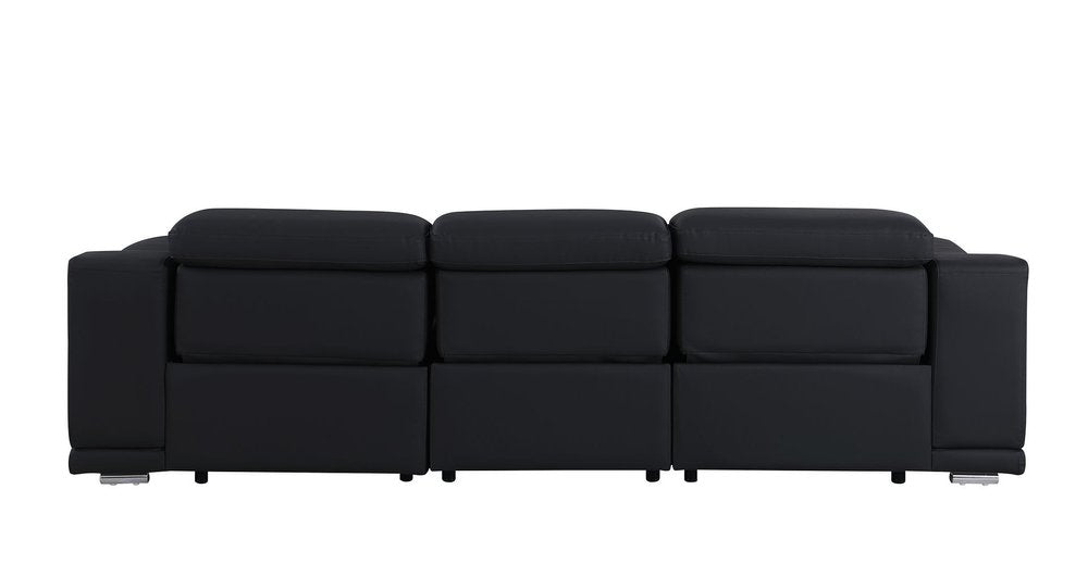 107" Light Gray Italian Leather Reclining USB Sofa