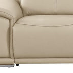 107" Light Gray Italian Leather Reclining USB Sofa