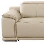 107" Light Gray Italian Leather Reclining USB Sofa