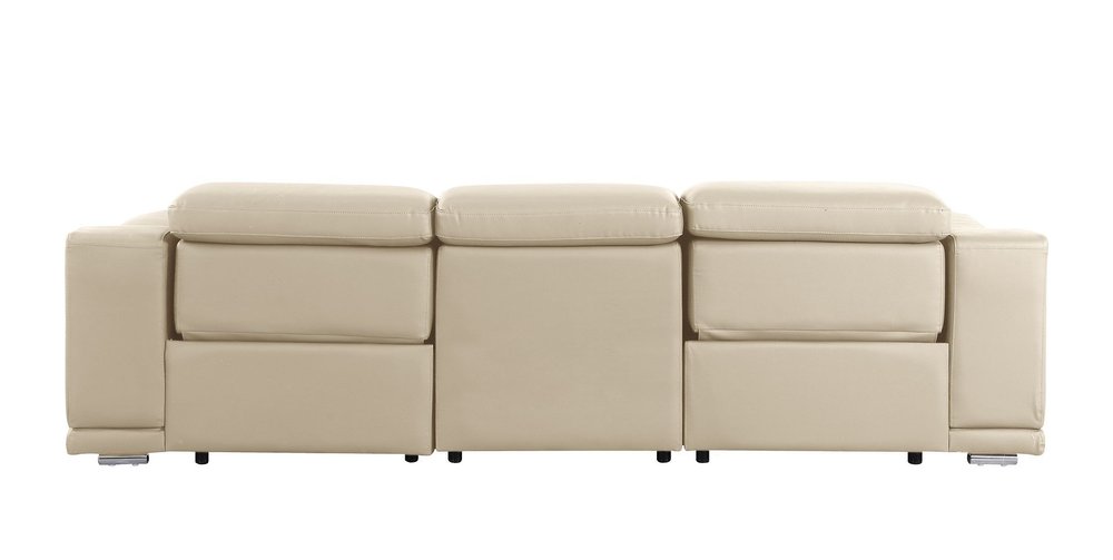 107" Light Gray Italian Leather Reclining USB Sofa