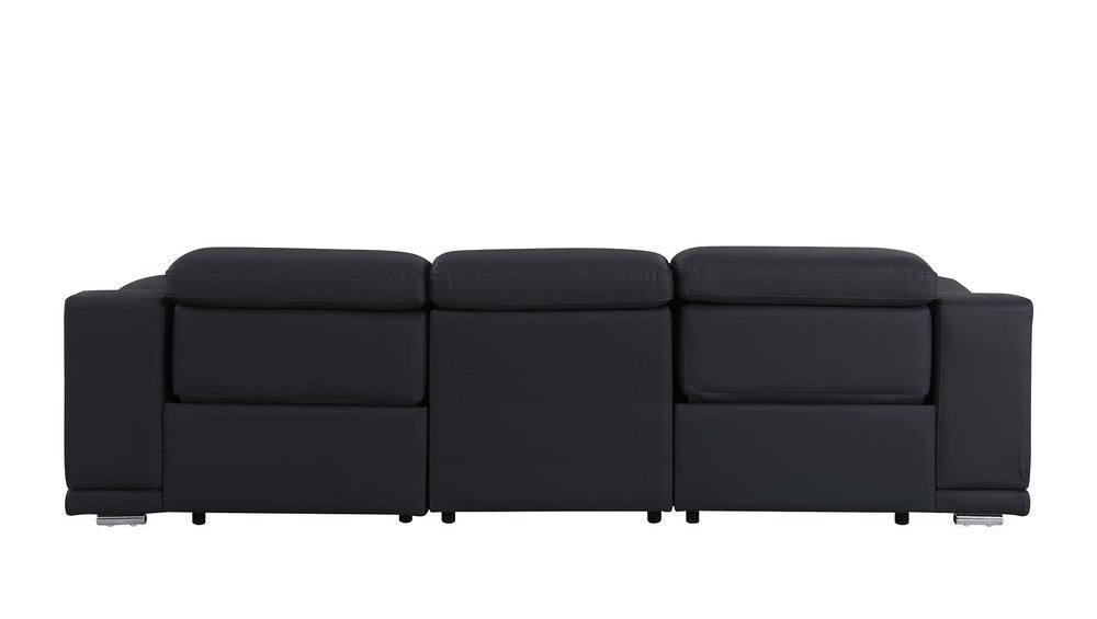 107" Light Gray Italian Leather Reclining USB Sofa