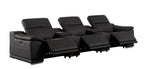 134" Beige Italian Leather Reclining USB and Wireless Charger Sofa And Storage