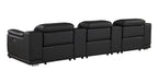 134" Beige Italian Leather Reclining USB and Wireless Charger Sofa And Storage