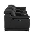 134" Beige Italian Leather Reclining USB and Wireless Charger Sofa And Storage
