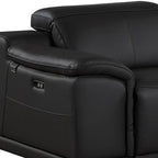 134" Beige Italian Leather Reclining USB and Wireless Charger Sofa And Storage