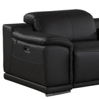 134" Beige Italian Leather Reclining USB and Wireless Charger Sofa And Storage