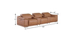 134" Beige Italian Leather Reclining USB and Wireless Charger Sofa And Storage