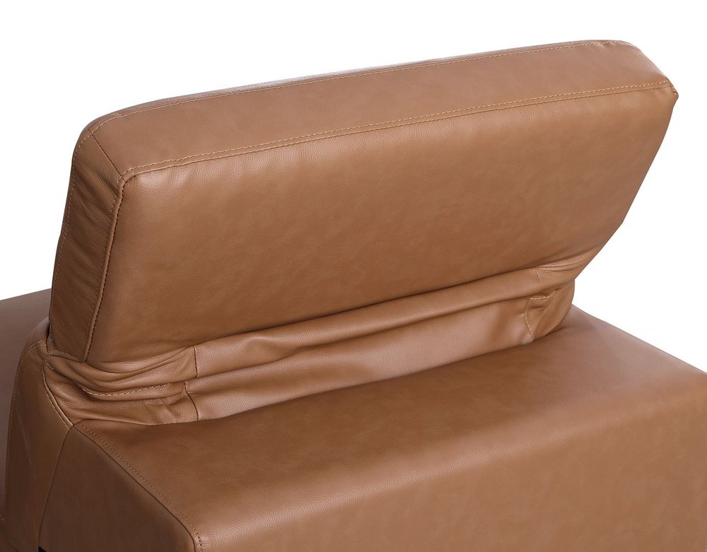 134" Beige Italian Leather Reclining USB and Wireless Charger Sofa And Storage