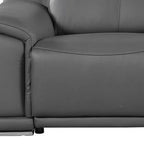 134" Beige Italian Leather Reclining USB and Wireless Charger Sofa And Storage