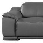 134" Beige Italian Leather Reclining USB and Wireless Charger Sofa And Storage