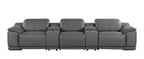 134" Beige Italian Leather Reclining USB and Wireless Charger Sofa And Storage