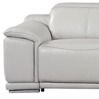 134" Beige Italian Leather Reclining USB and Wireless Charger Sofa And Storage
