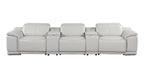 134" Beige Italian Leather Reclining USB and Wireless Charger Sofa And Storage