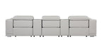 134" Beige Italian Leather Reclining USB and Wireless Charger Sofa And Storage