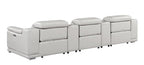 134" Beige Italian Leather Reclining USB and Wireless Charger Sofa And Storage